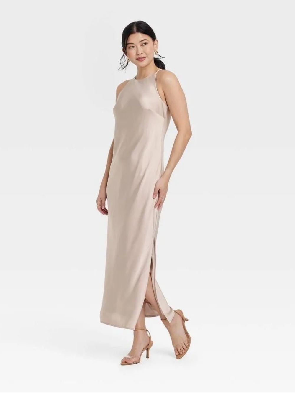 Target Neutral Halter Maxi Dress in Beige